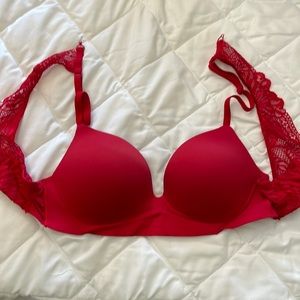 Red Victoria's Secret Push-Up Bra with Lace. Size 34B